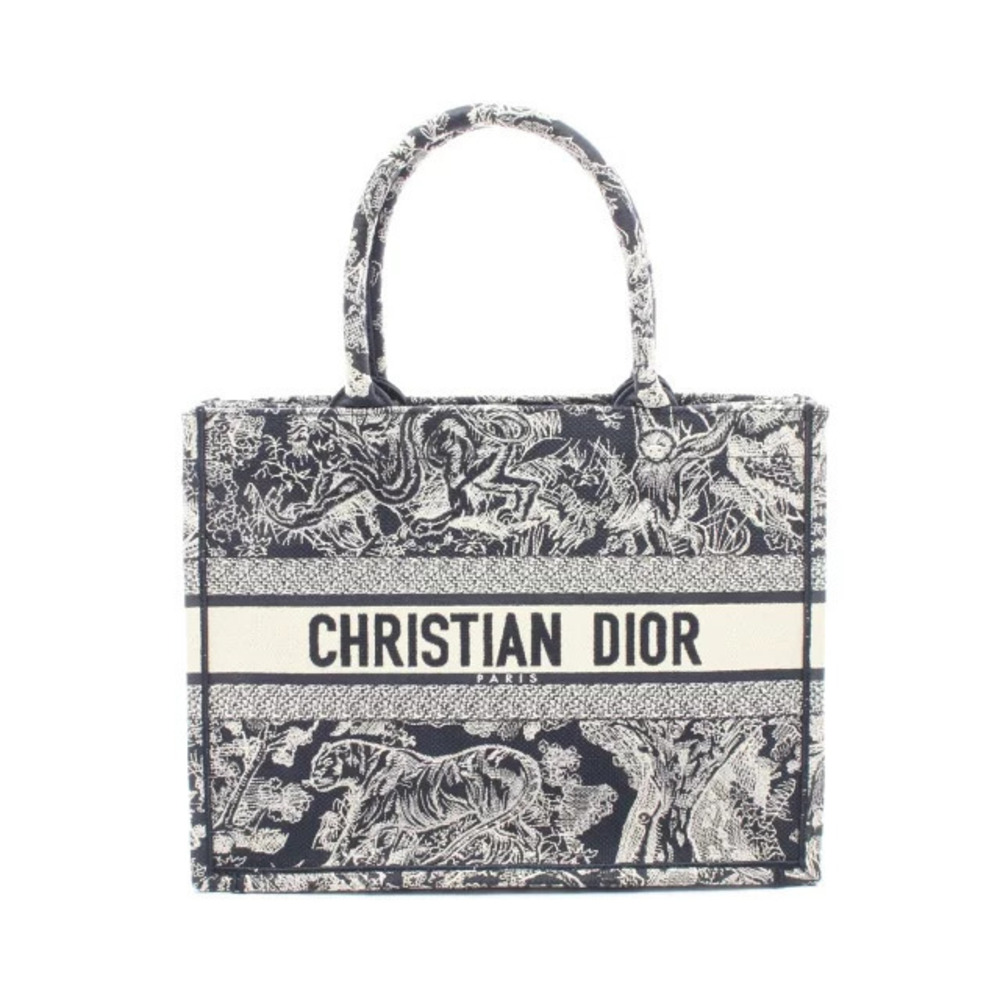 Christian Dior Book Toile De Jouy Canvas Bag Tote Bag Ivory White Black